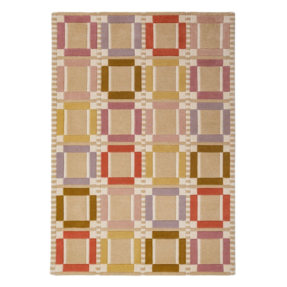 Natúr színű kézi szövésű gyapjú szőnyeg 200x290 cm Quadro Wool – Flair Rugs