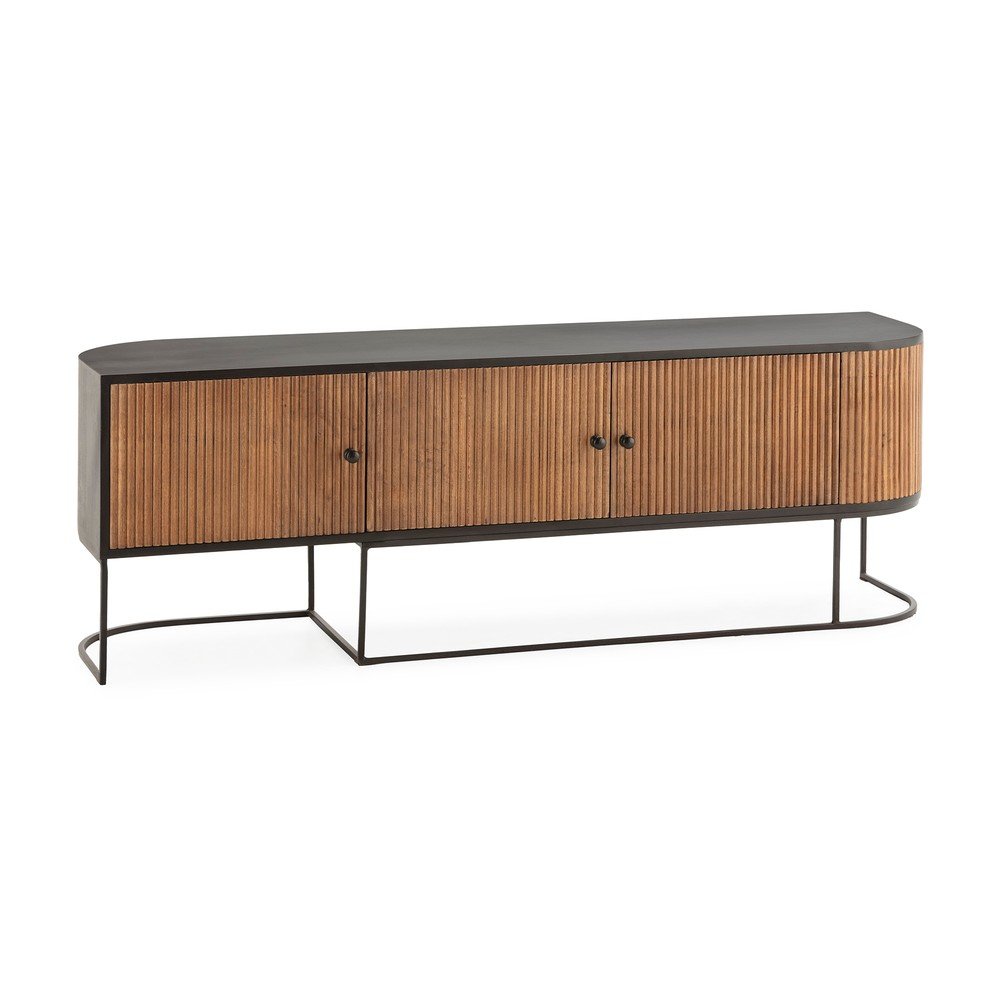Natúr színű mangófa TV-állvány 160x55x40 cm Curve – MOME
