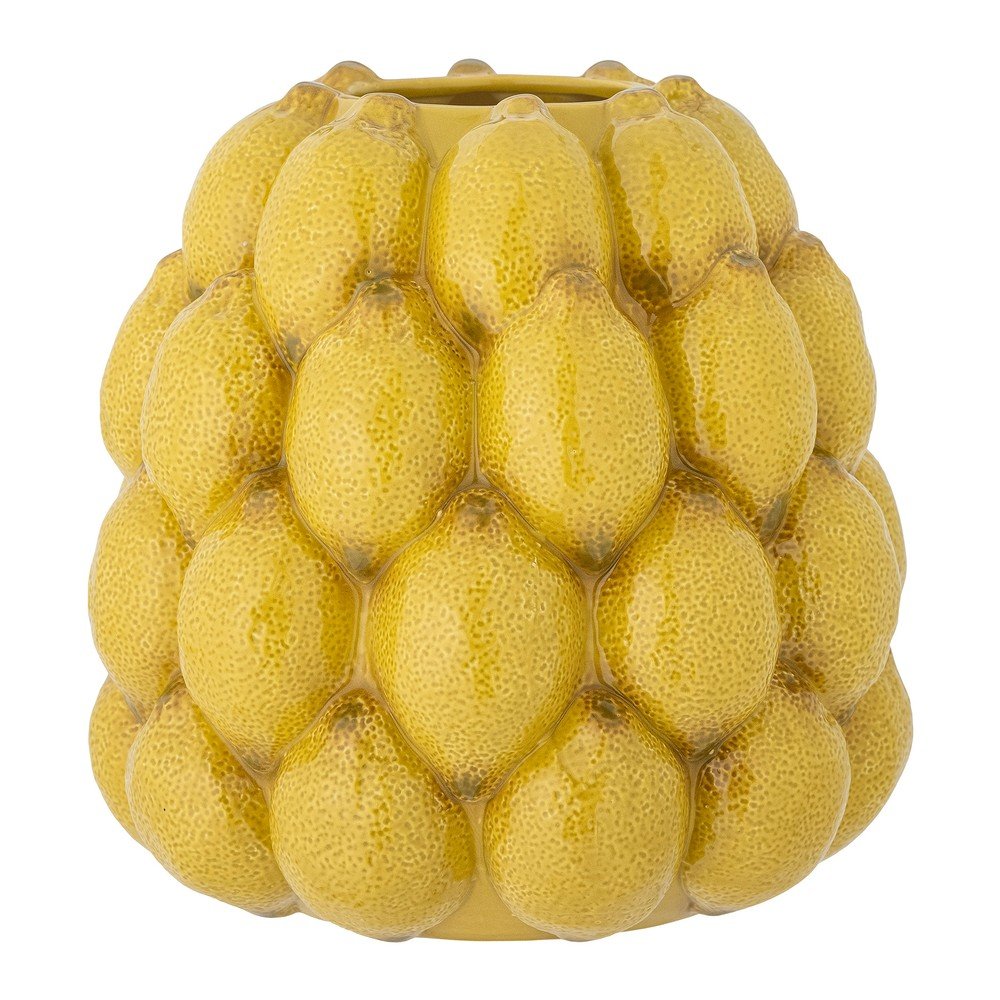 Sárga kőedény kézzel festett váza (magasság 22 cm) Limone – Bloomingville