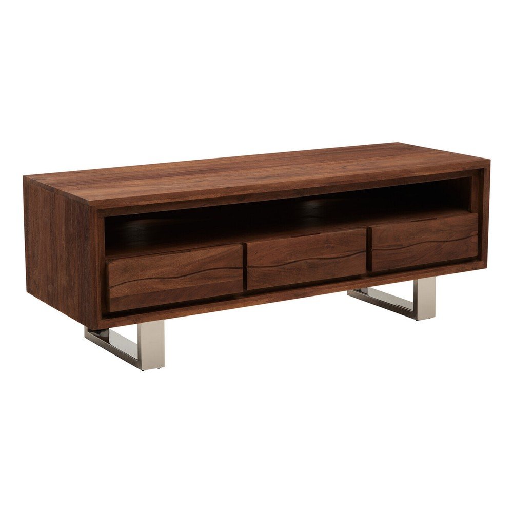Sötét natúr színű akácfa TV-állvány 140x52x50 cm Simla – Premier Housewares