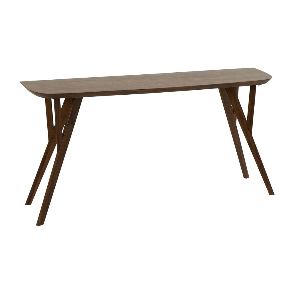 Sötét natúr színű akácfa konzolasztal 44x160 cm Quenza – Light & Living