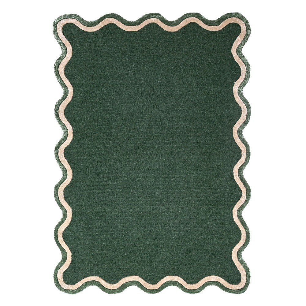 Sötétzöld kézi szövésű gyapjúkeverék szőnyeg 200x290 cm Rivo Wool – Flair Rugs