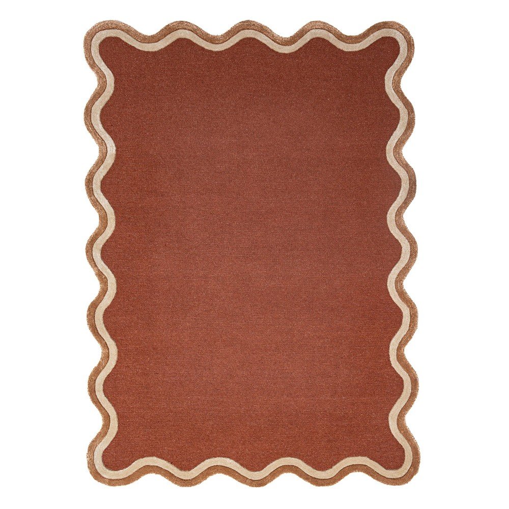 Terrakotta színű kézi szövésű gyapjúkeverék szőnyeg 160x230 cm Rivo Wool – Flair Rugs