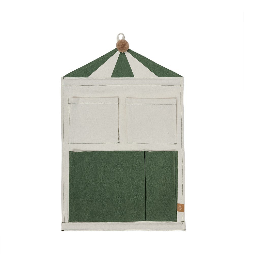 Zöld-krémszínű textil függő rendszerező 40x1x60 cm Circus – OYOY Mini