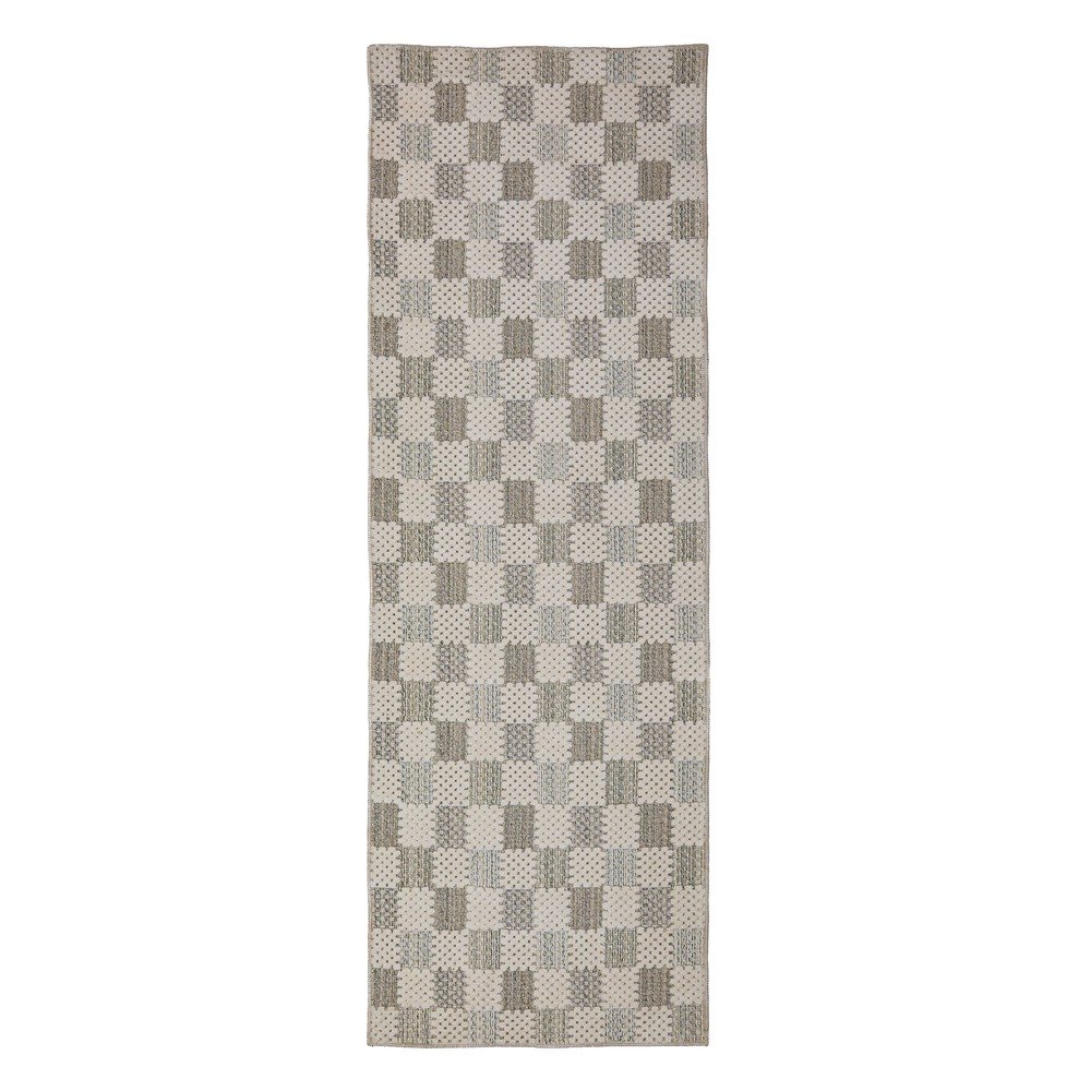 Zöld mosható pamutkeverék futószőnyeg 80x230 cm Muted Checkerboard – Flair Rugs
