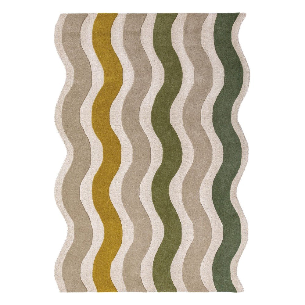 Zöld-natúr színű kézi szövésű gyapjú szőnyeg 200x290 cm Cascade Wool – Flair Rugs