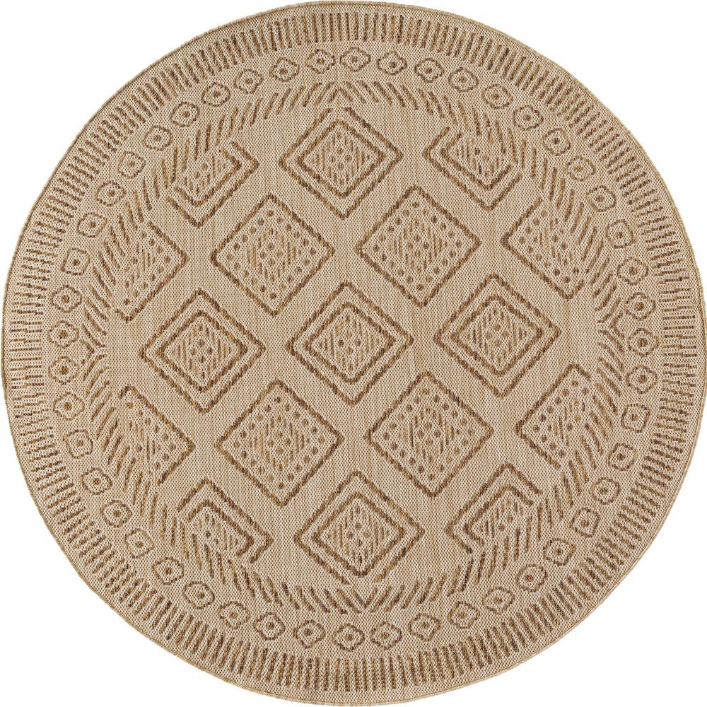 Bézs kerek kültéri-beltéri szőnyeg ø 80 cm Mira 1452 – Ayyildiz Carpets