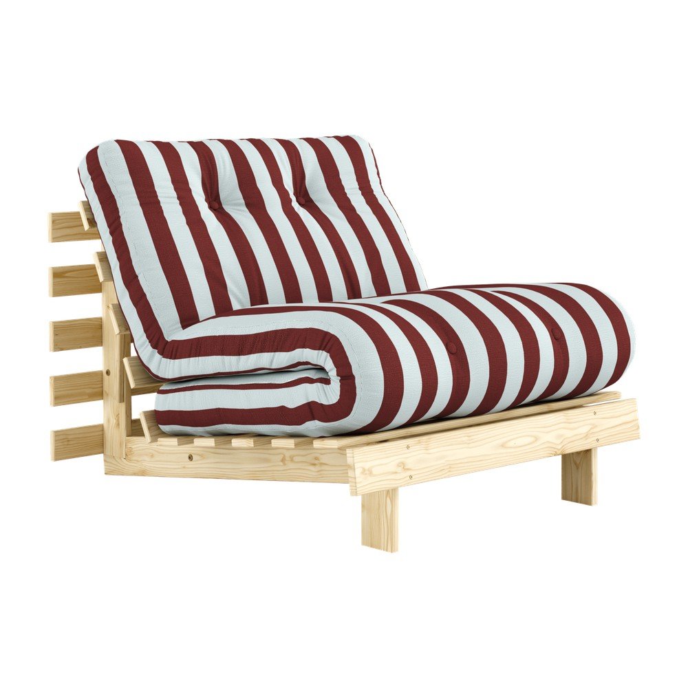 Borvörös-világoskék futon-fa fotel Roots – Karup