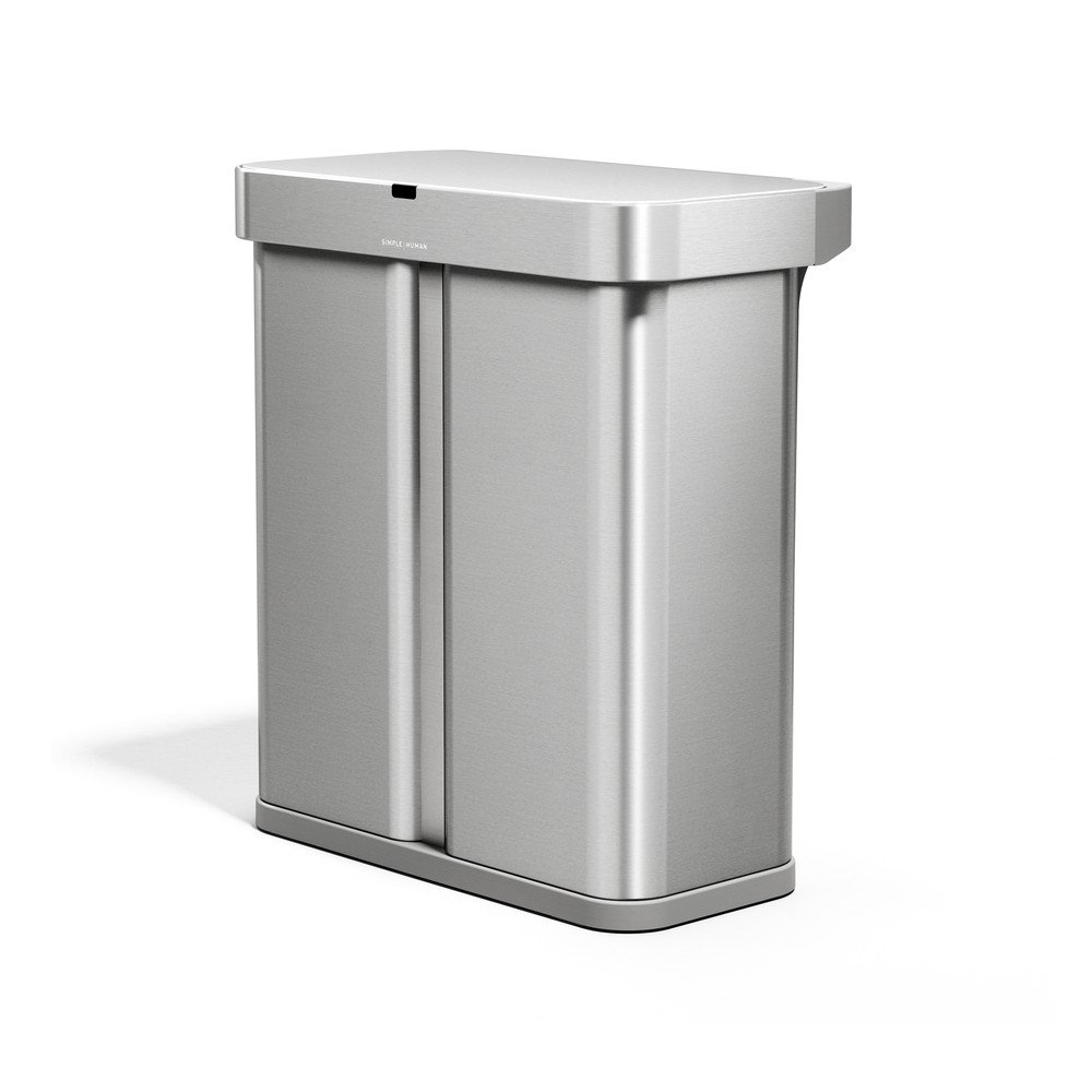 Ezüstszínű acél szelektív-érintésmentes szemetes 34+24 l Dual Sensor – simplehuman