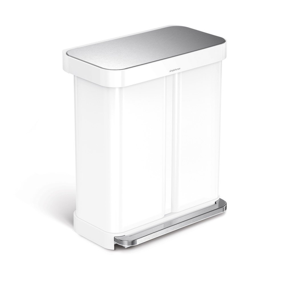 Fehér acél szelektív-pedálos szemetes 34+24 l Dual – simplehuman