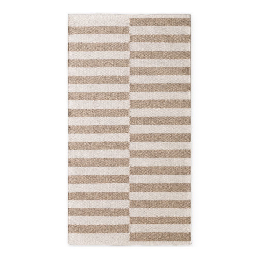 Fehér-világosbarna kétoldalas-kézi szövésű gyapjú szőnyeg 80x150 cm Vika – Hanse Home