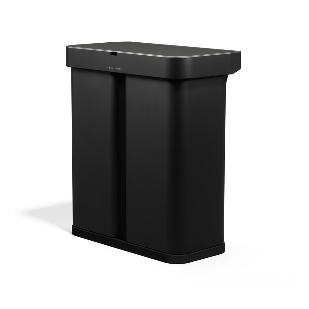 Fekete acél szelektív-érintésmentes szemetes 34+24 l Dual Sensor – simplehuman