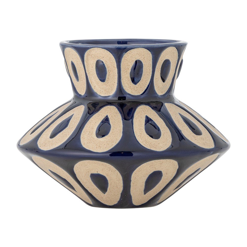 Kék kőedény kézzel készített váza (magasság 12 cm) Bashir – Bloomingville