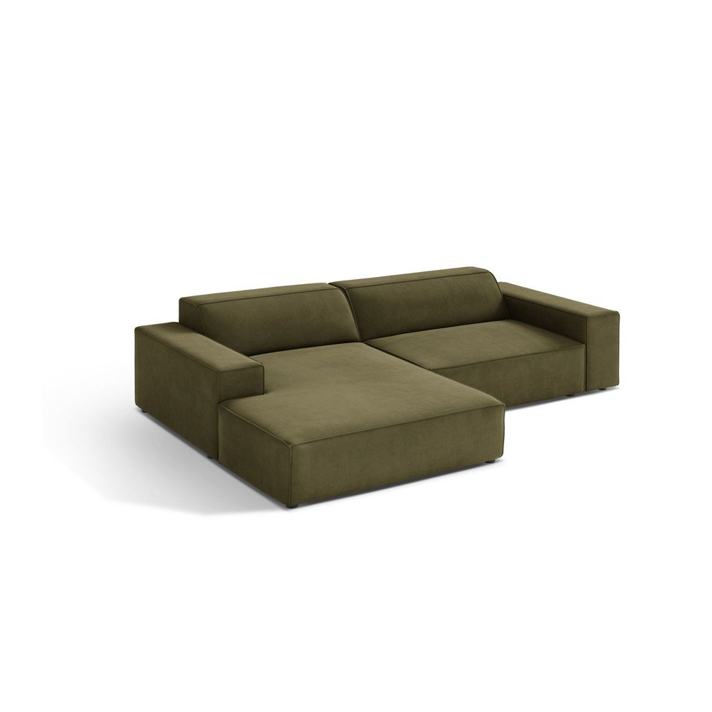 Khaki bársony moduláris sarokkanapé (bal oldali-heverő résszel) Jodie – Micadoni