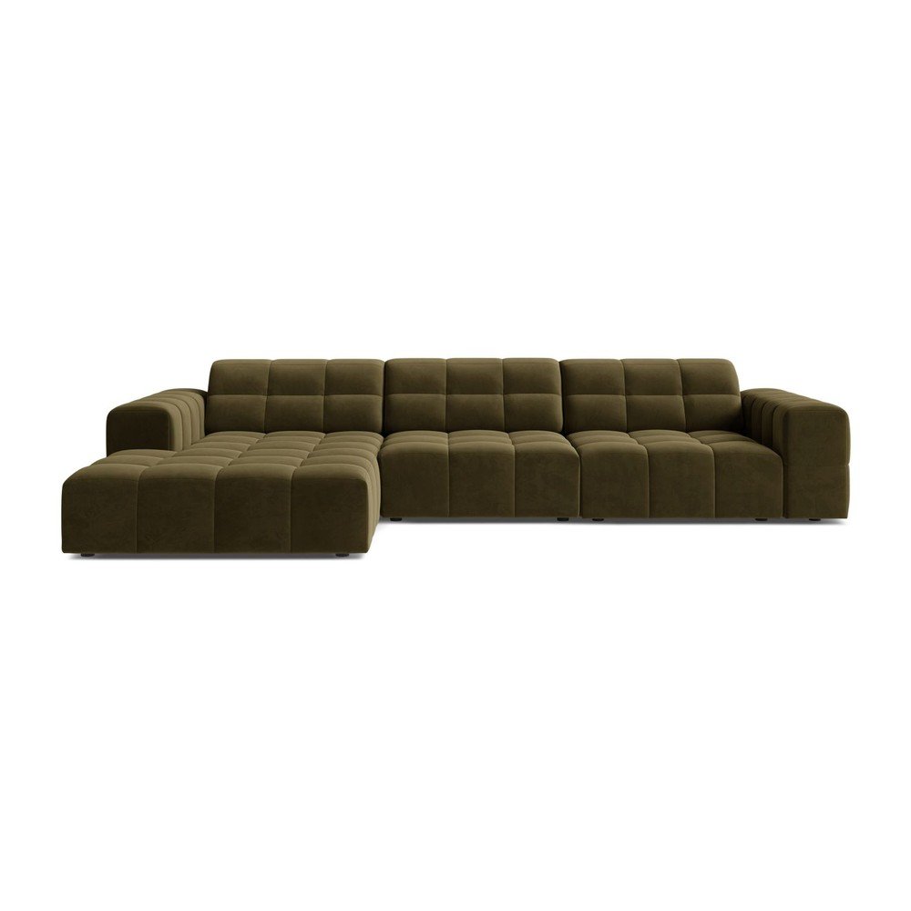 Khaki bársony sarokkanapé (bal oldali-heverő résszel) Chicago – Cosmopolitan Design