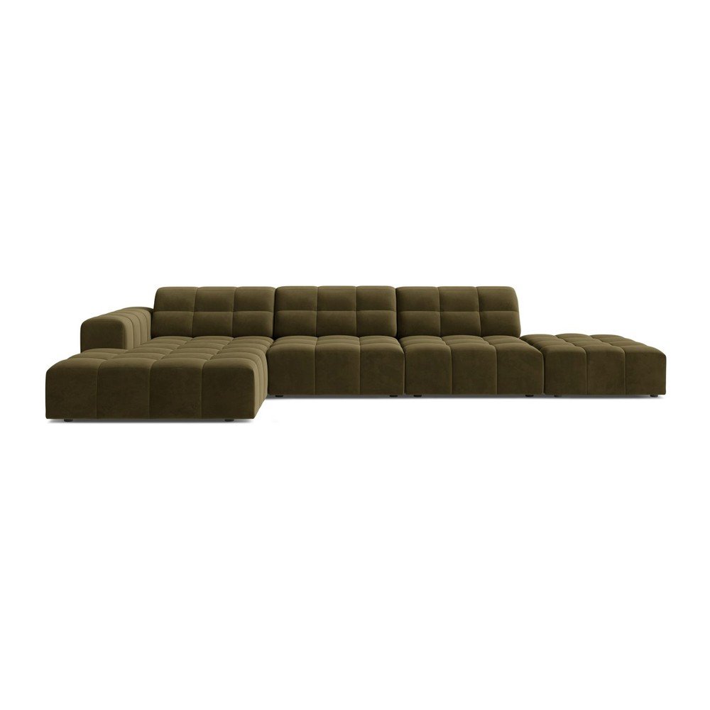 Khaki bársony sarokkanapé (bal oldali-heverő résszel) Chicago – Cosmopolitan Design