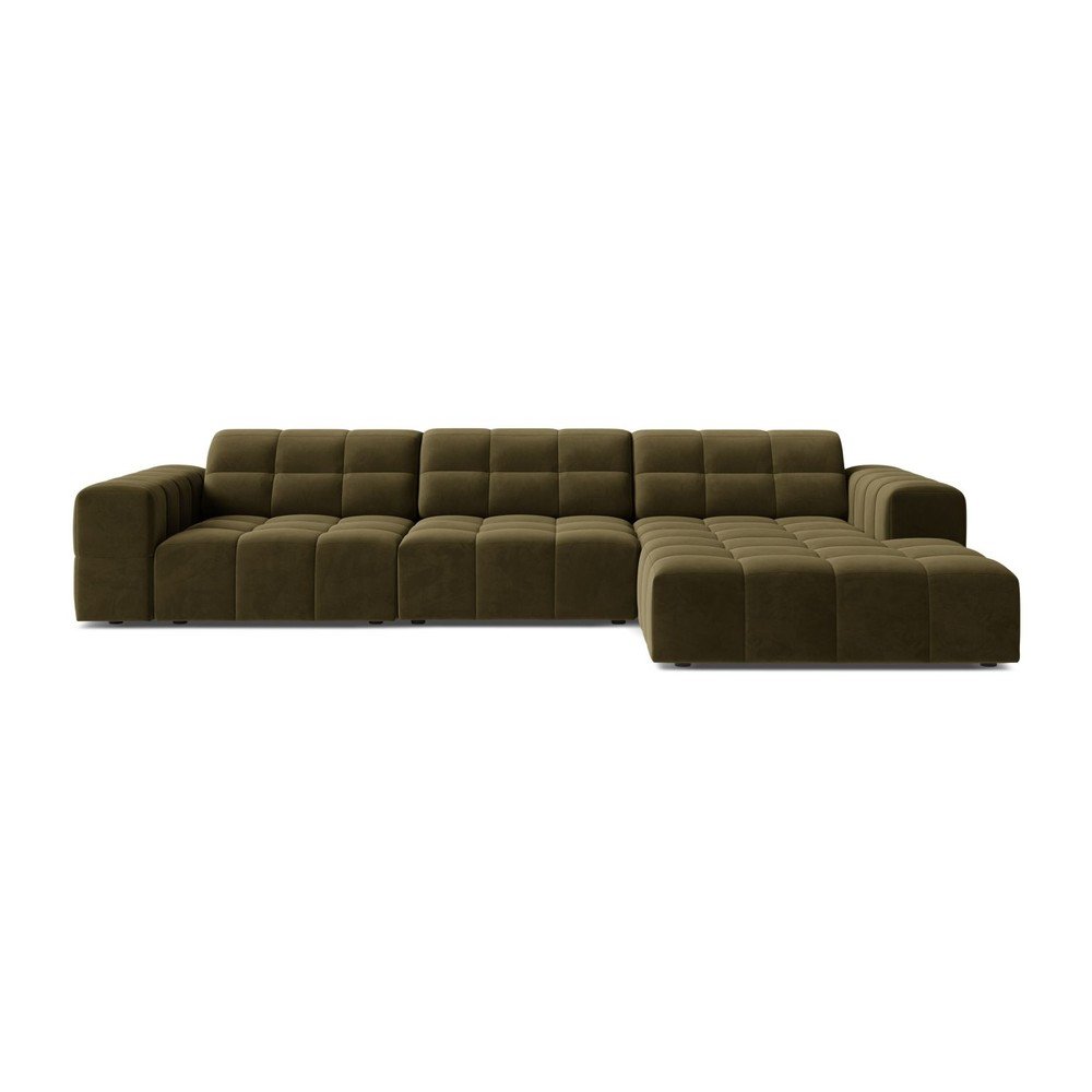 Khaki bársony sarokkanapé (jobb oldali-heverő résszel) Chicago – Cosmopolitan Design