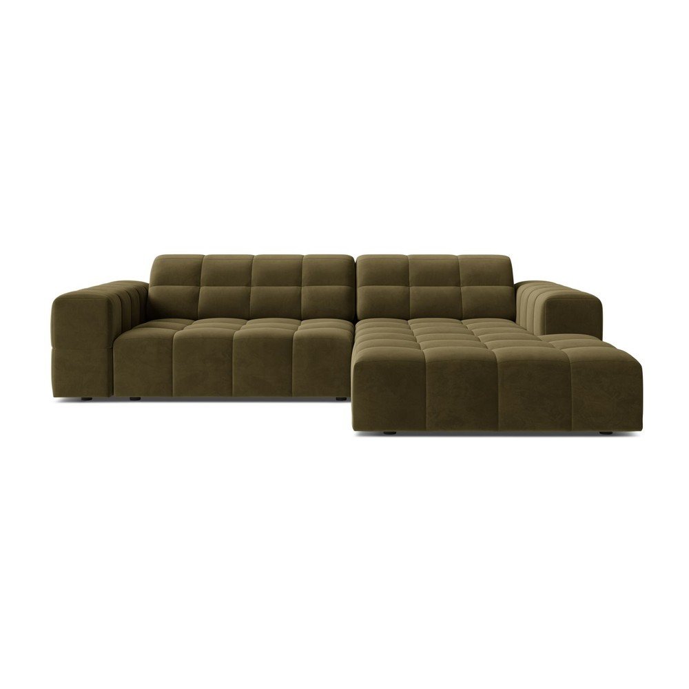Khaki bársony sarokkanapé (jobb oldali-heverő résszel) Chicago – Cosmopolitan Design