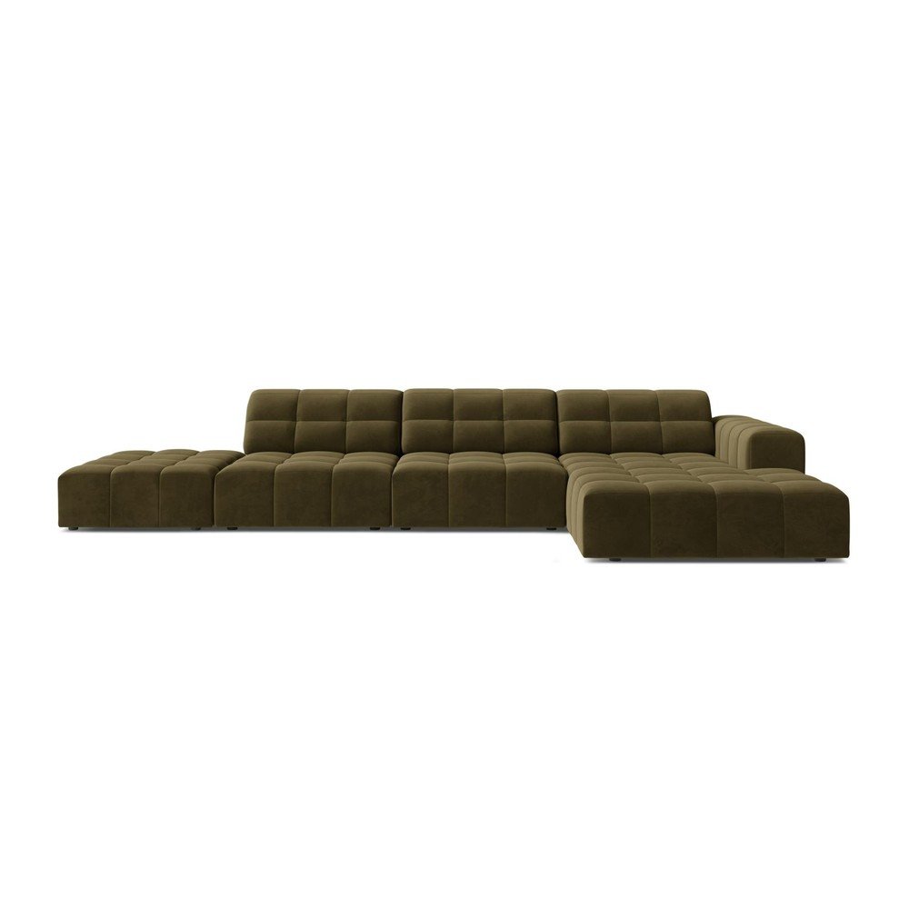 Khaki bársony sarokkanapé (jobb oldali-heverő résszel) Chicago – Cosmopolitan Design