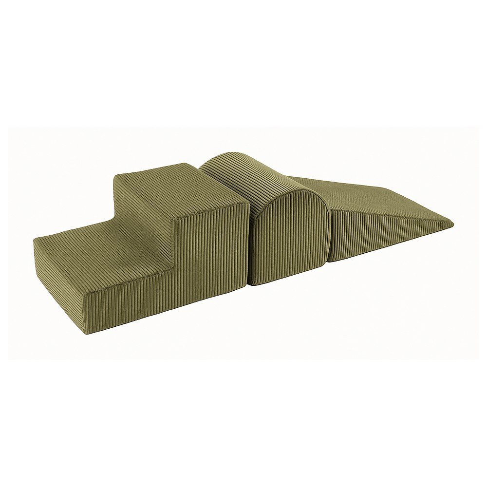 Khaki kordbársony habszivacs játszótér 3 db-os magasság 30 cm 45x143 cm – Meowbaby