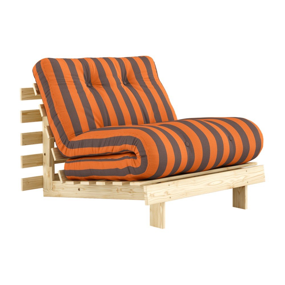 Narancssárga-barna futon-fa fotel Roots – Karup