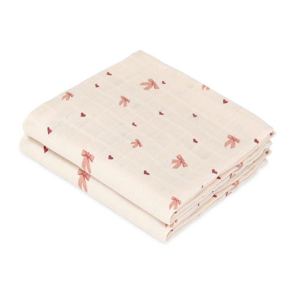 Rózsaszín-bézs muszlin pelenka készlet 2 db-os 70x70 cm Bows – Cam Cam Copenhagen