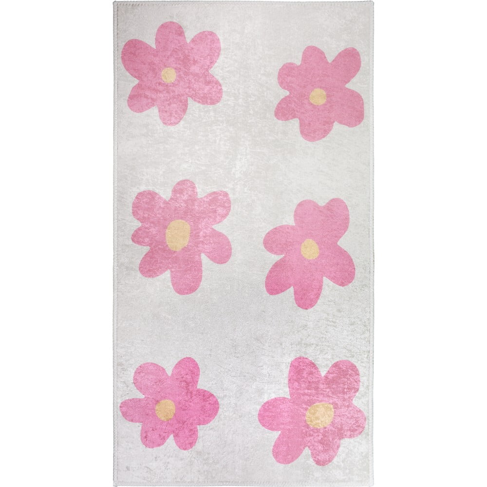 Rózsaszín-elefántcsont színű mosható gyerek szőnyeg 160x230 cm Cute Flowers Pink – Vitaus