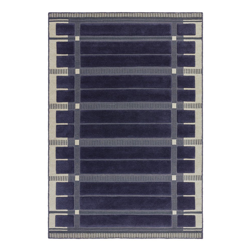 Sötétkék-bézs kézi szövésű gyapjú szőnyeg 120x170 cm – Asiatic Carpets