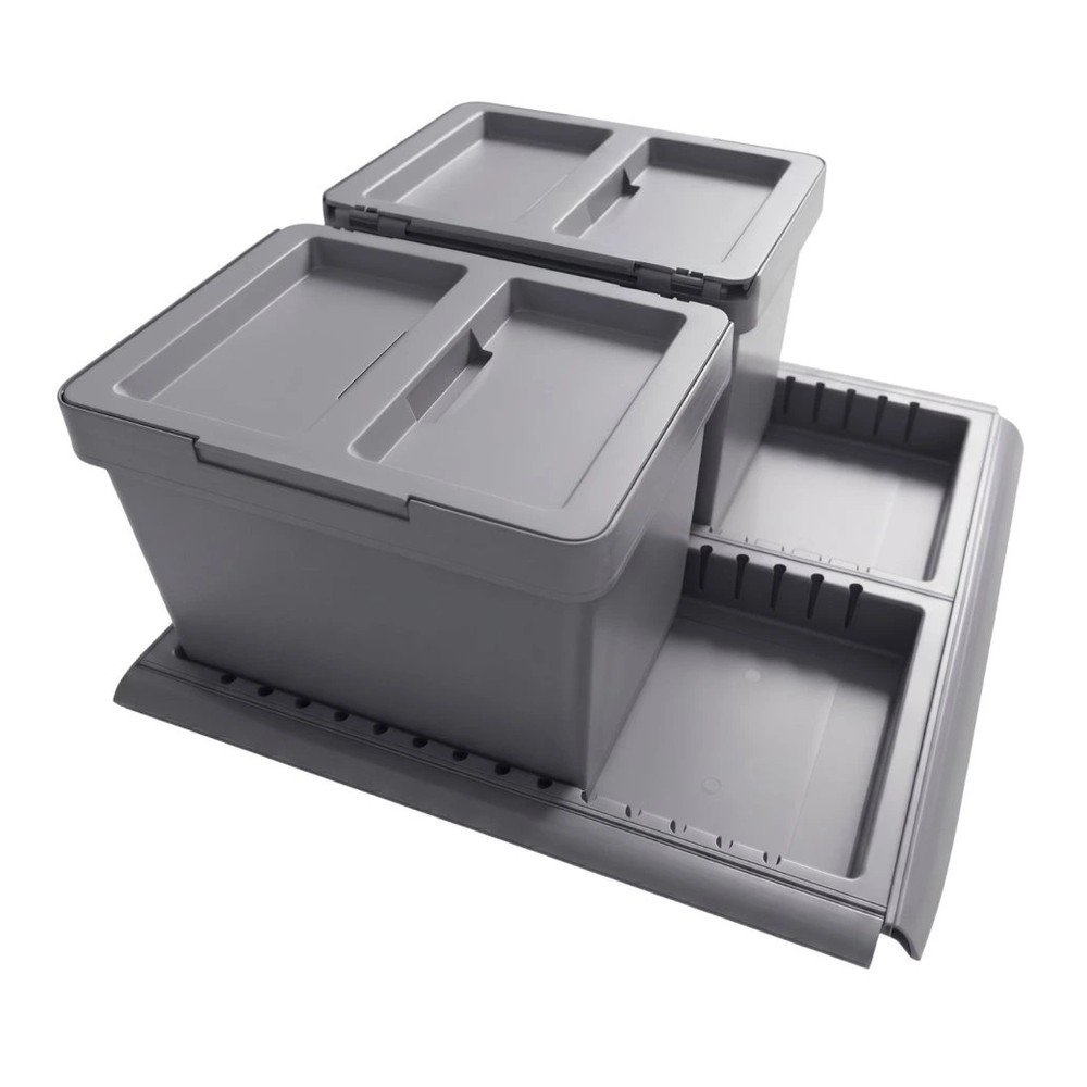 Szürke műanyag szelektív-beépíthető szemetes 2x12 l Metropolis Flip-up – Elletipi