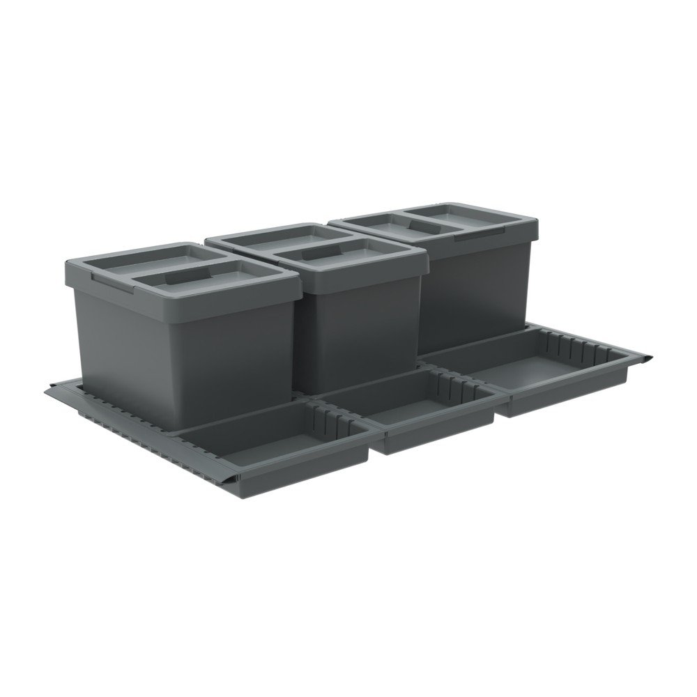 Szürke műanyag szelektív-beépíthető szemetes 3x12 l Metropolis Flip-up – Elletipi