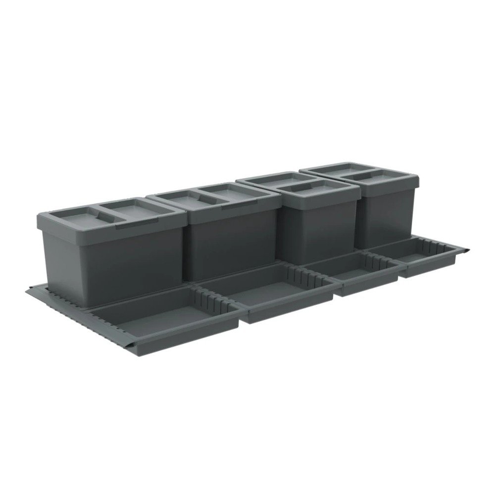 Szürke műanyag szelektív-beépíthető szemetes 4x12 l Metropolis Flip-up – Elletipi