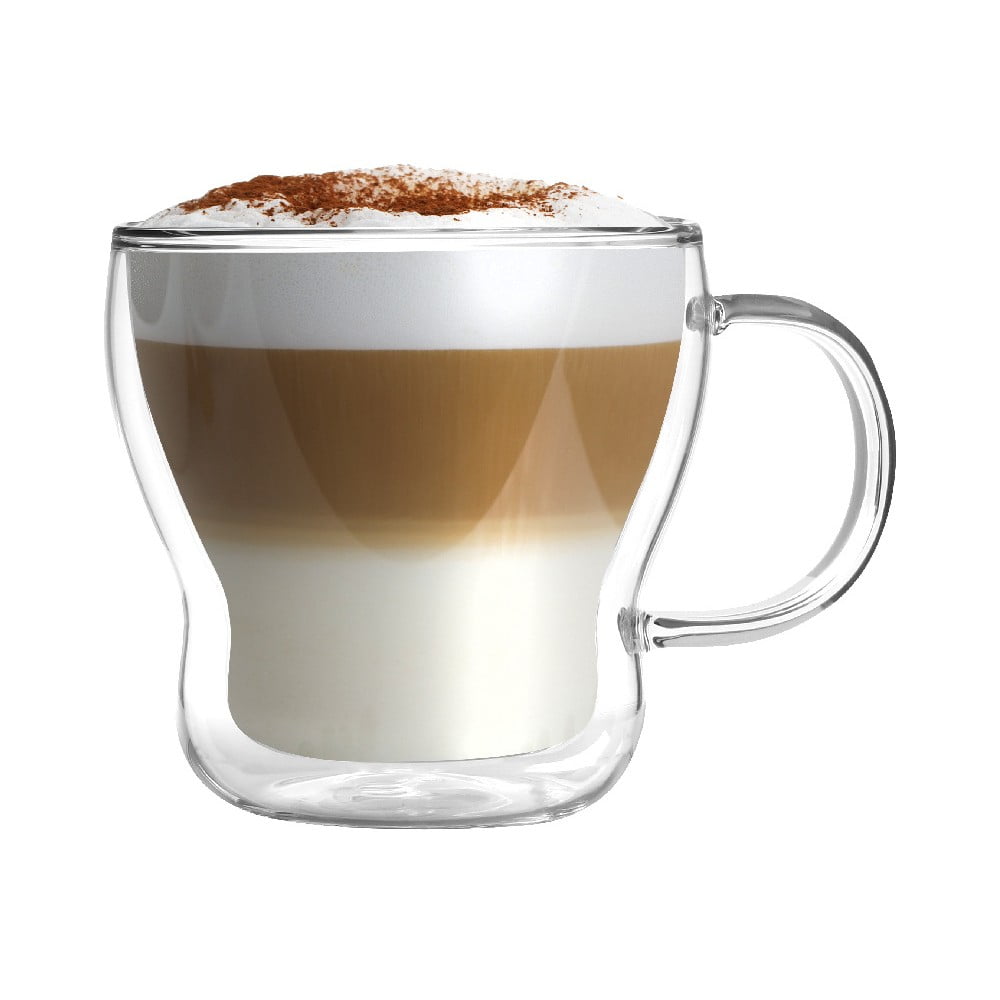 Üveg duplafalú bögre szett cappucinóhoz  2 db-os 370 ml Bolla – Vialli Design