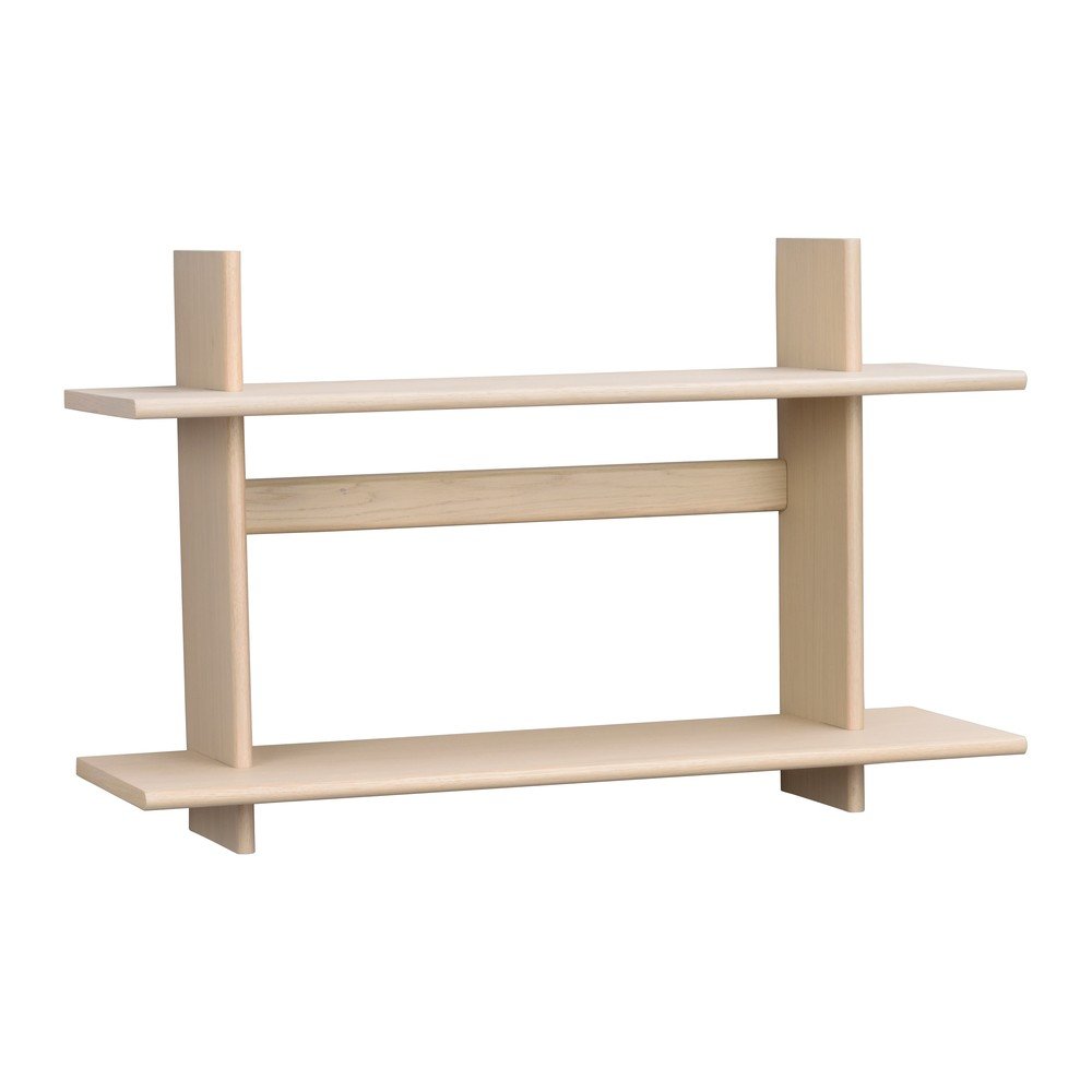 Világos natúr színű többszintes fali polc tölgyfa dekorral 75 cm Westlock – Rowico