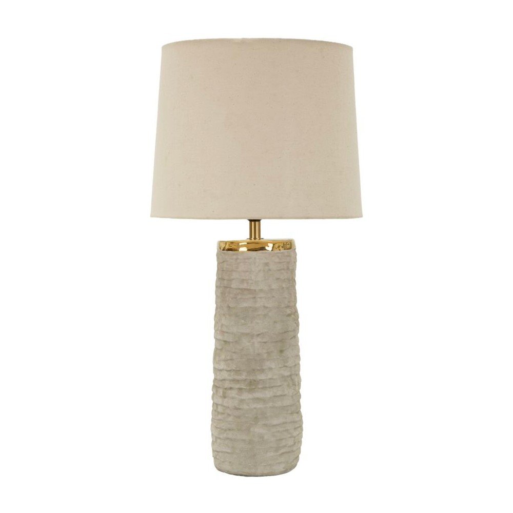Világosszürke-krémszínű kerámia asztali lámpa textil búrával (magasság 73 cm) Lima – Mauro Ferretti