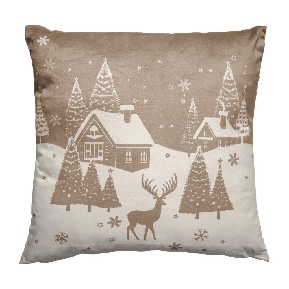 Bársony díszpárna karácsonyi mintával 50x50 cm Valea – douceur d'intérieur