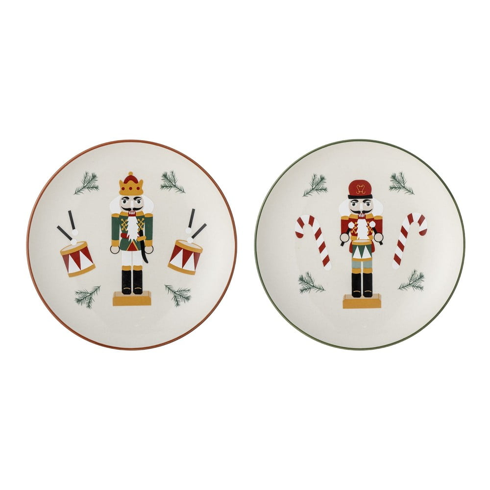 Desszertes kőedény tányér készlet 2 db-os karácsonyi mintával ø 16 cm Jolly – Bloomingville