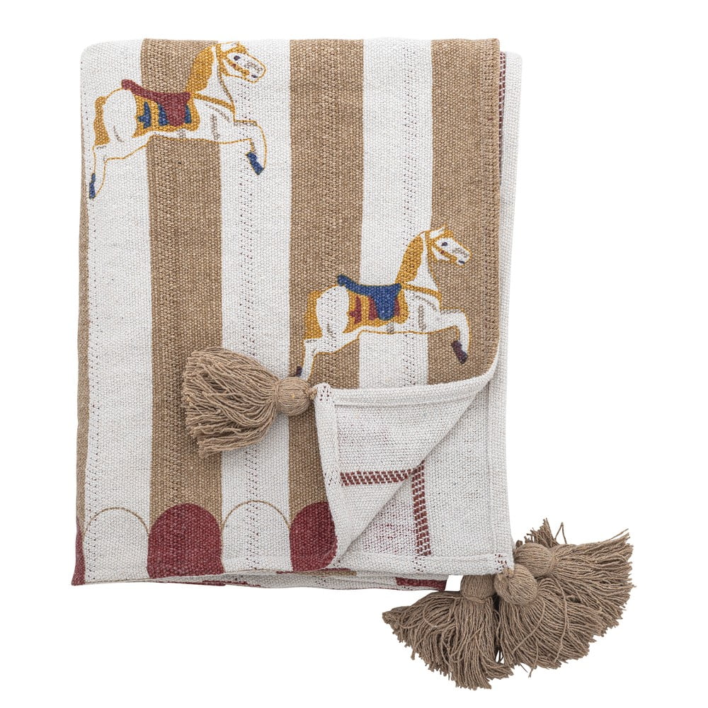 Fehér-barna újrahasznosított pamut takaró 130x160 cm Merry-go-round – Bloomingville