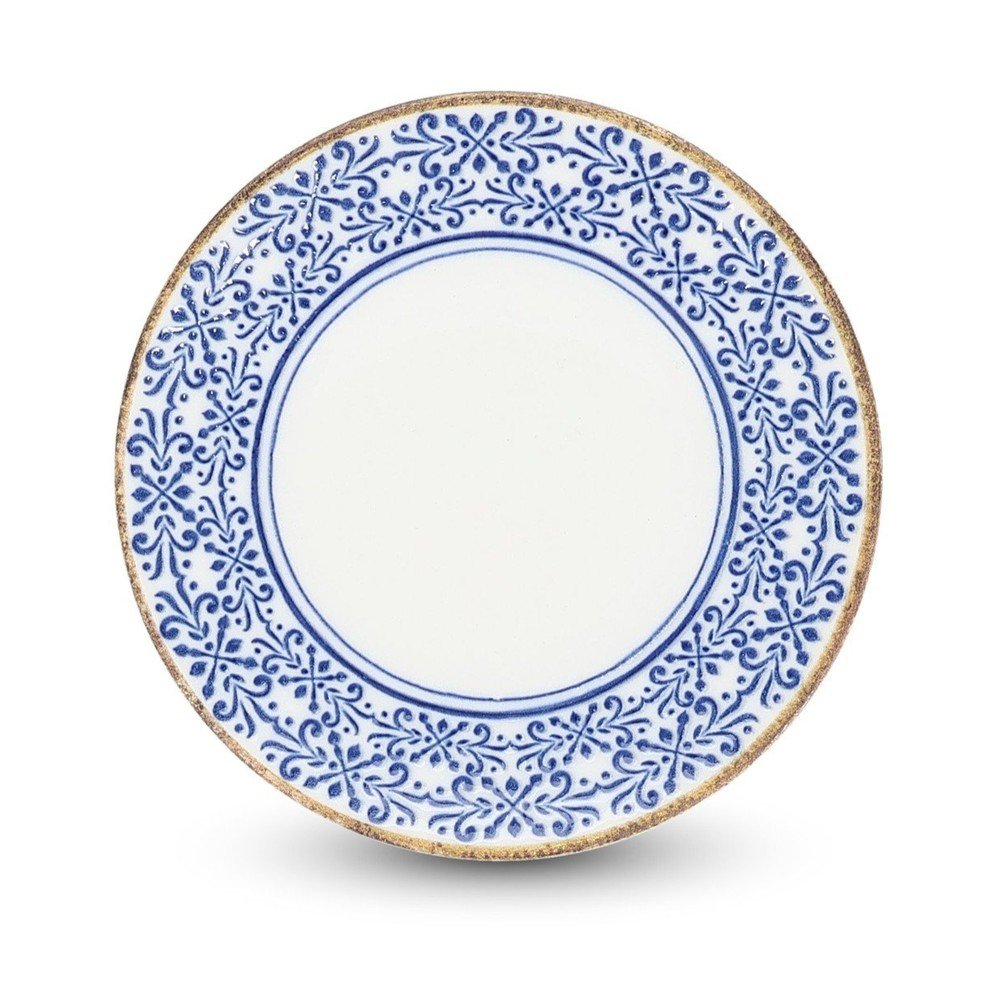 Fehér-kék desszertes porcelán tányér ø 16 cm Azul – BonBistro
