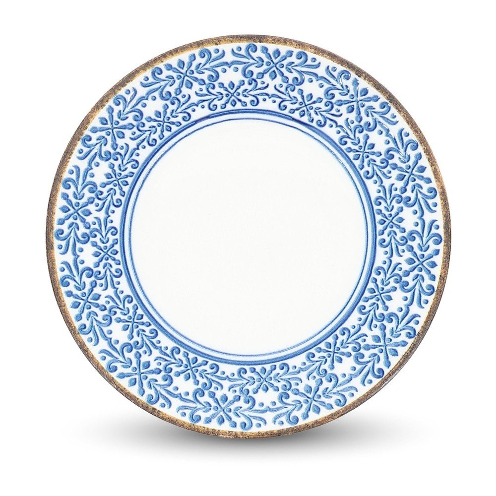 Fehér-kék desszertes porcelán tányér ø 21 cm Azul – BonBistro