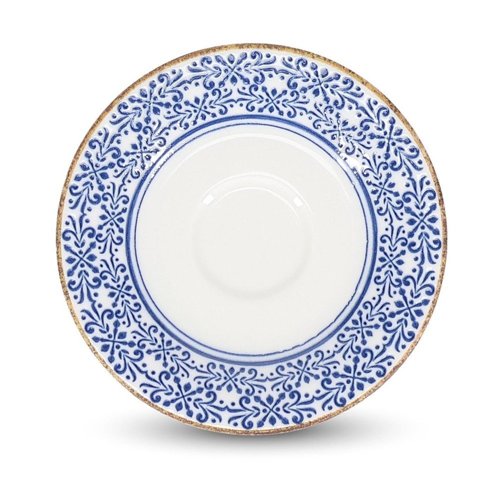 Fehér-kék porcelán csészealj ø 14 cm Azul – BonBistro