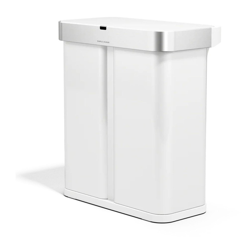 Matt fehér acél szelektív-érintésmentes szemetes 34+24 l Dual Sensor – simplehuman