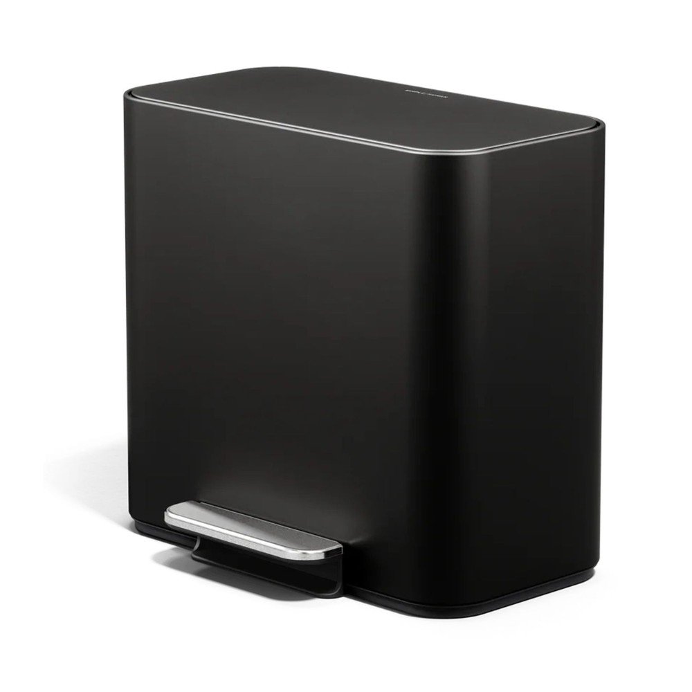 Matt fekete acél szelektív-pedálos szemetes 15 l Dual Mini – simplehuman