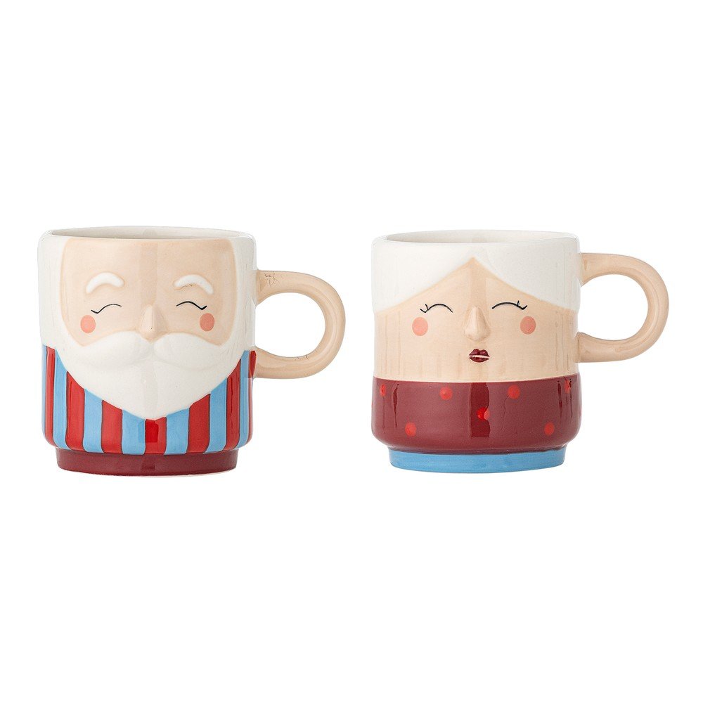 Piros kőedény csésze szett 2 db-os karácsonyi mintával 280 ml Granny – Bloomingville