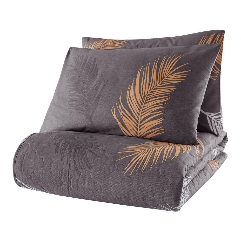 Szürke renforcé pamut ágytakaró és párnahuzat szett 200x220 cm Olivia – Mijolnir