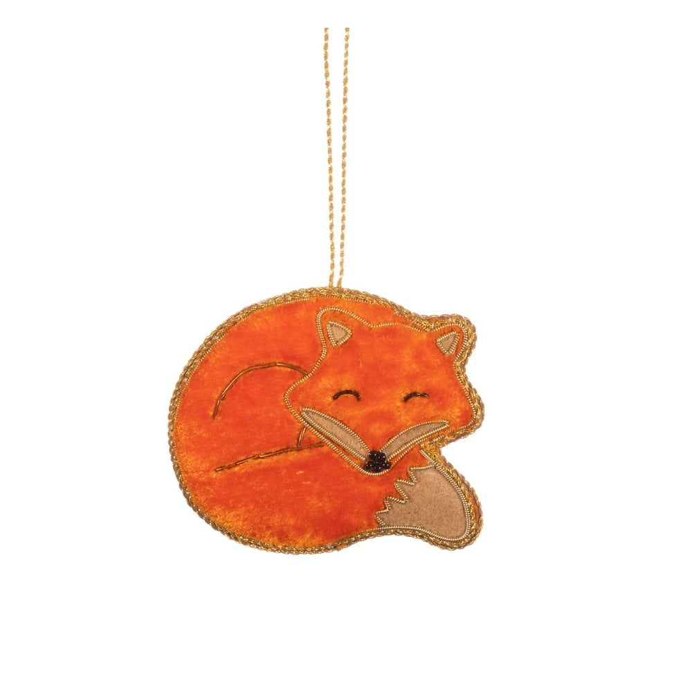 Textil kézzel készített karácsonyfadísz 7 cm Sleeping Fox – Sass & Belle