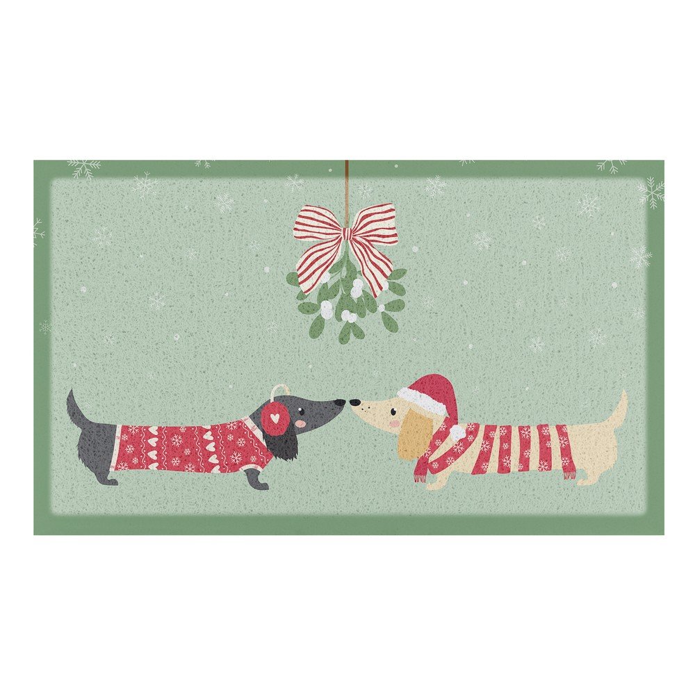 Újrahasznosított műanyag lábtörlő karácsonyi mintával 40x70 cm Christmas Sausage Dogs – Artsy Doormats