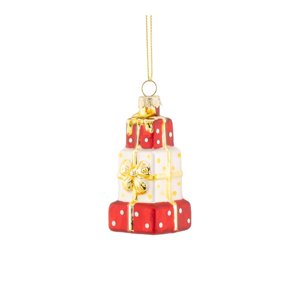 Üveg karácsonyfadísz 4 cm Stack of Presents – Sass & Belle