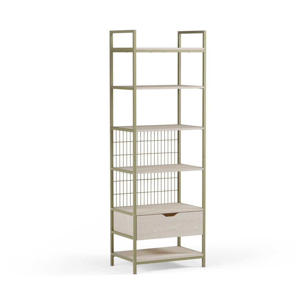 Zöld acél könyvespolc 60x179