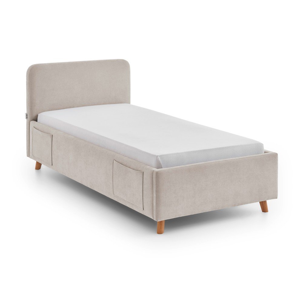 Bézs ágyneműtartós gyerekágy ágyráccsal 90x200 cm Cosy – Meise Möbel