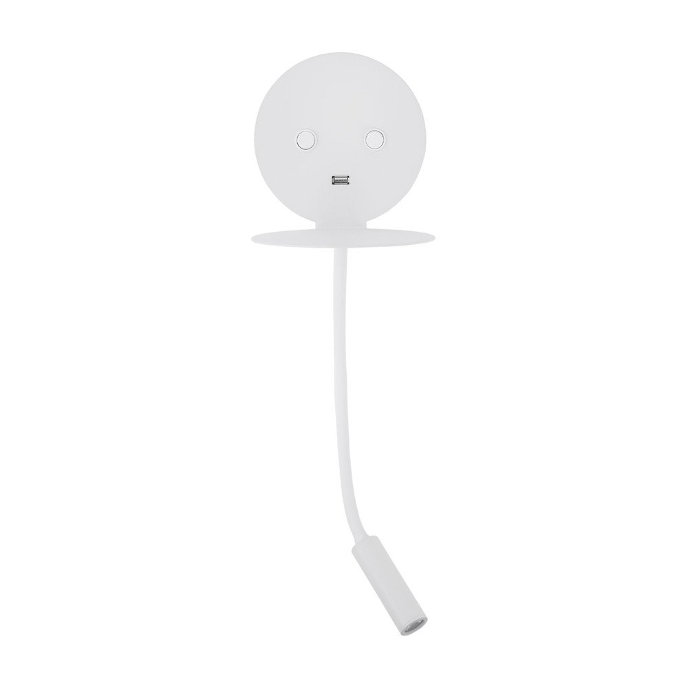 Fehér alumínium LED fali lámpa hajlítható szerkezettel-USB csatlakozóval Eclip – Nova Luce